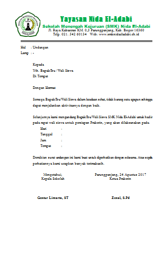 Contoh Surat Pesanan Barang Bentuk Semi Block Style - Contoh Seputar Surat