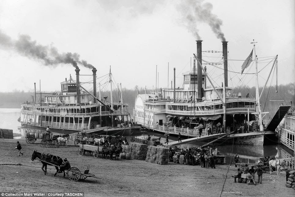 A Mississippi landing, Vicksburg: The colorful photochroms started out as glass negatives such as this