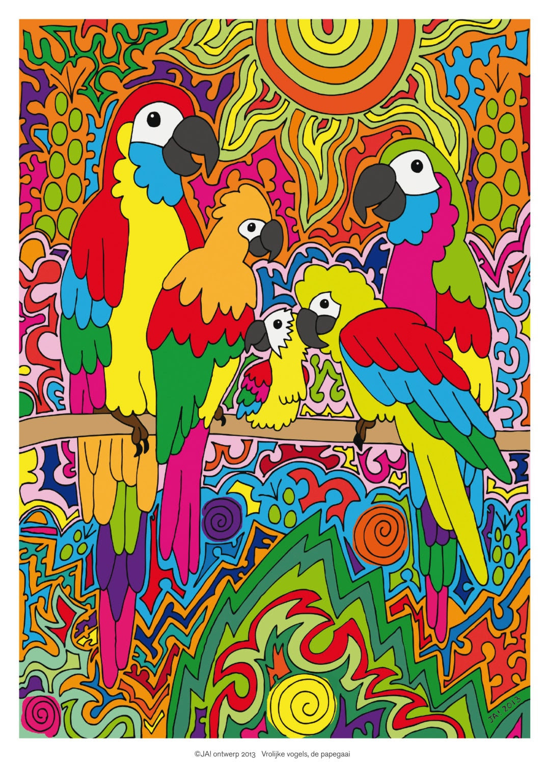 Vrolijke Vogels - Papegaai - JudieAlberts Vrolijke Vogels - Papegaai - JudieAlberts
