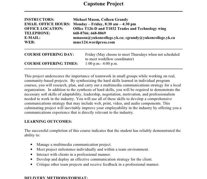 capstone project plan template