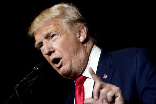 Republican U.S. presidential nominee Donald Trump speaks to the audience at a campaign rally in West Palm Beach, Florida, U.S., October 13, 2016. REUTERS/Mike Segar