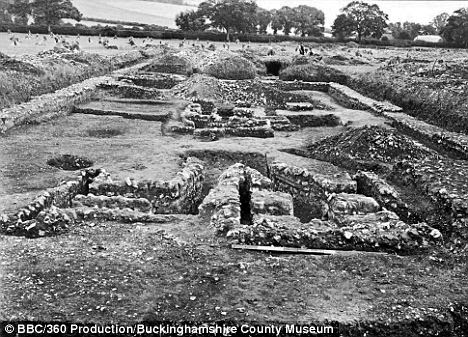 The Yewden Villa excavations at Hambleden in 1912. Archaeologists at the site have found the remains of 97 babies they believe were killed by their prostitute mothers