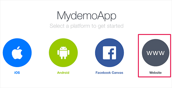 Select website as your platform Select website as your platform