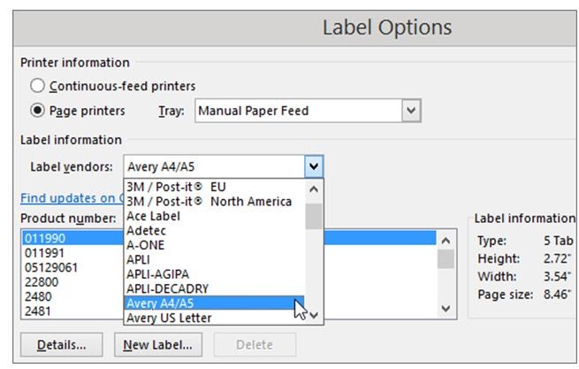 Detail labels. Приложение Avery Wizard. Файлы Тип Tab. Printer information Page. Avery Wizard 5.0.