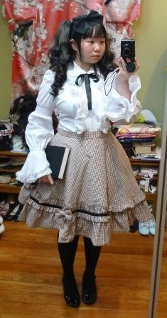 Brown Gingham Lolita Outfit