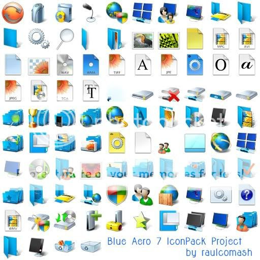 Amazing World: ‘Blue Aero 7′ IconPackager Theme & Icons (PNG & ICO)