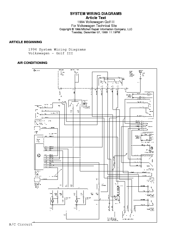 2002 Volkswagen Golf Wiring