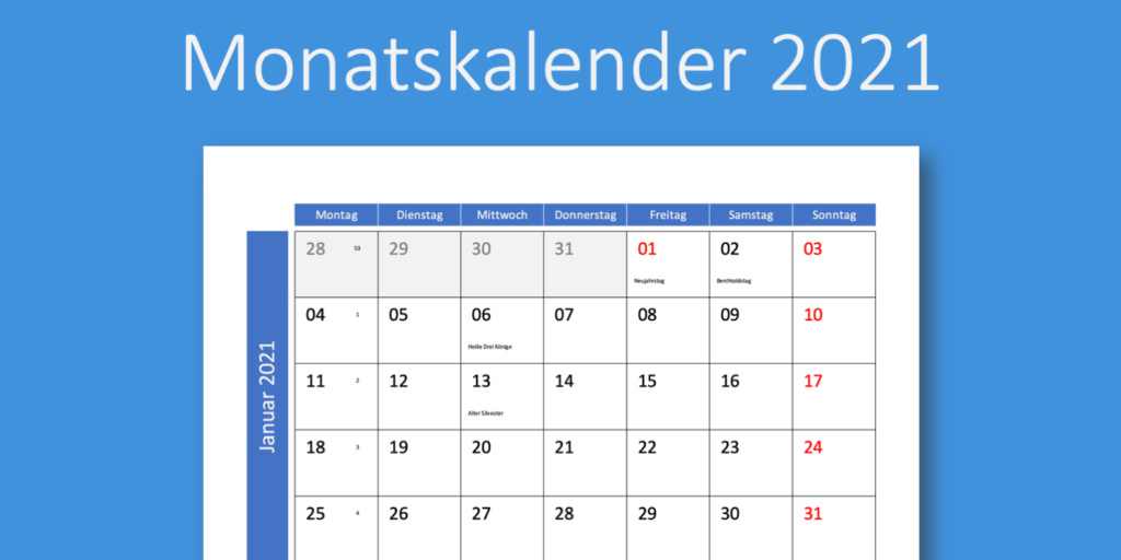 Kalender 2021 Zum Ausdrucken Kostenlos / Monatskalender ...