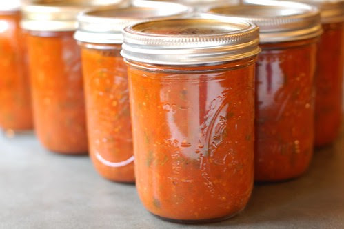 12 pints of simple tomato sauce by Eve Fox, Garden of Eating blog, copyright 2011
