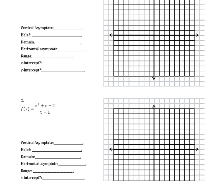 Graphing Rational Functions Worksheet 1 Horizontal Asymptotes Answers