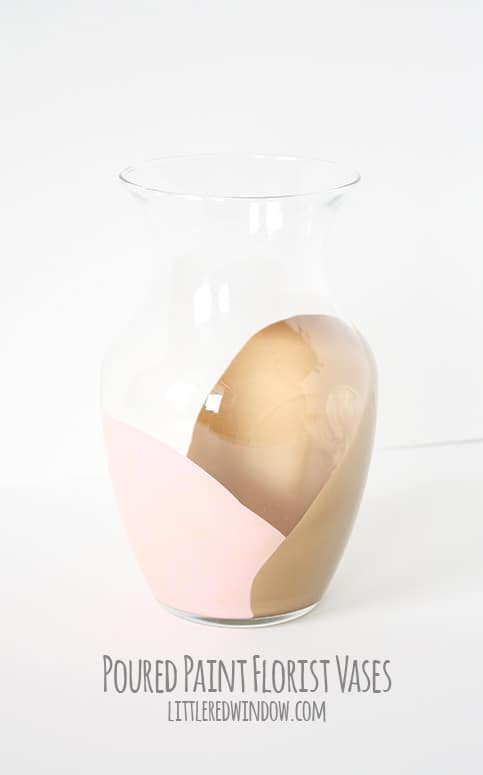 Poured Paint Florist Vase | littleredwindow.com | A simple and beautiful way to spruce up a plain clear glass florist vase!