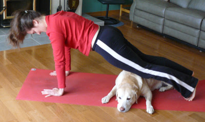 Helping Laura do Yoga