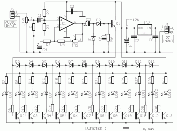 12 LED VU Meter Circuit - Electronic Schematic Diagram