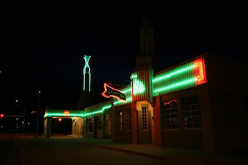 tower conoco station/u drop inn at night