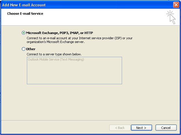 Setup steps outlook 2007 add a new e mail account