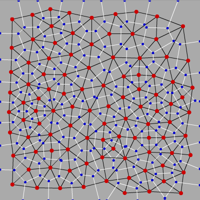 Example Voronoi diagram with Delaunay overlay