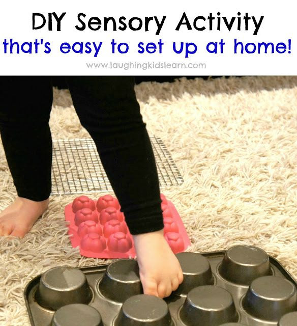 DIY Sensory Activity with easy home set up. Perfect way to make children sensory aware and become better at balancing. Laughing Kids Learn