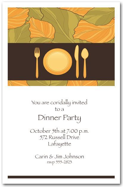 Place Setting & Autumn Leaves Dinner Party Invitations Place Setting & Autumn Leaves Dinner Party Invitations