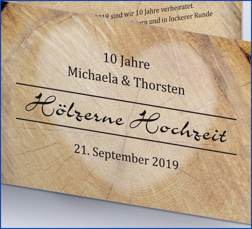 Einladung Hölzerne Hochzeit / Mustereinladungstexte Zum