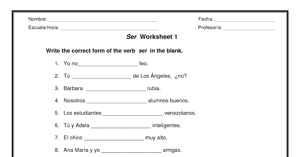 Tener Worksheet Answers