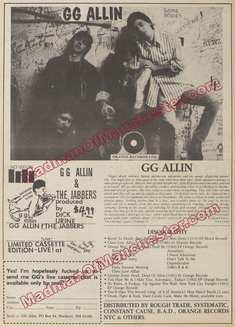 GG Allin ad