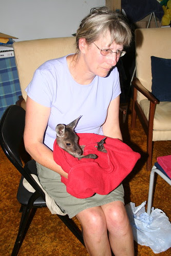 Pam with a joey