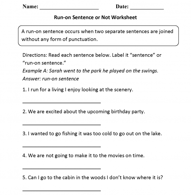 Run On Sentence Practice Worksheets 3rd Grade - Search Slender