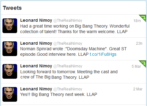 Leonard Nimoy Twitter