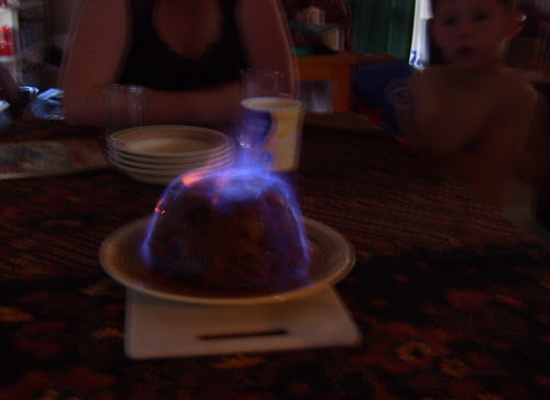 flaming pudding