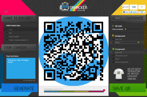 .: Crear códigos QR con QR Hacker