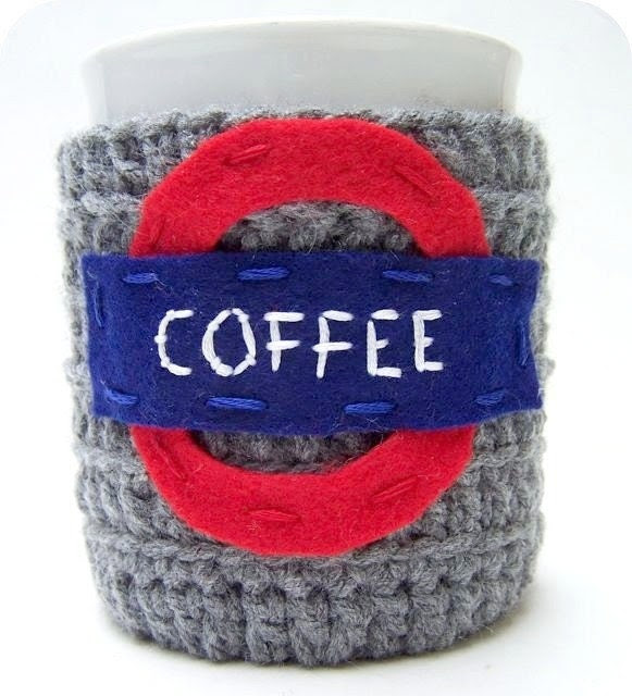 Coffee Cozy Mug Cozy London Underground cosy gray red blue