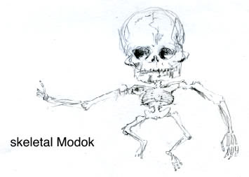 sketch of the skeleton of Modok aka M.O.D.O.K. aka The Mental Organism Designed Only for Killing