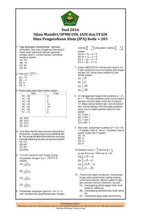 15+ Soal ujian mandiri pdf information