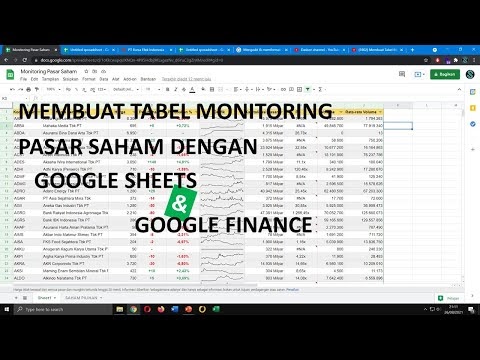 Tabel Monitoring Saham Secara Otomatis Dengan Google Sheets dan Google Finance