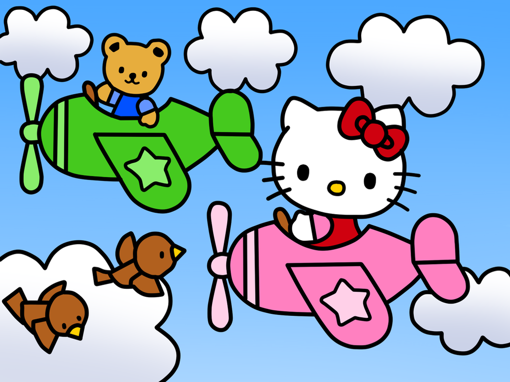 Coloring Page Hello Kitty Airplane - 345+ DXF Include
