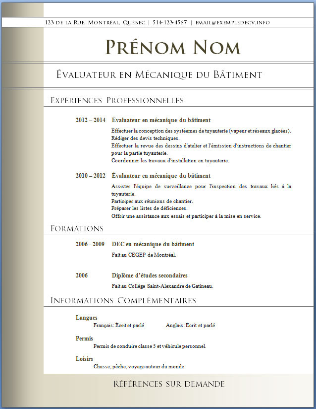 Exemple De Cv Professionnel En Arabe  Sample Resume