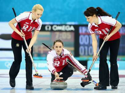  Anna Sidorova (centro) é considerada a musa da equipe russa Foto: Getty Images