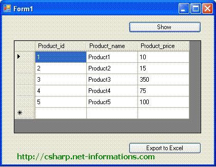 Как сохранить datagridview в excel