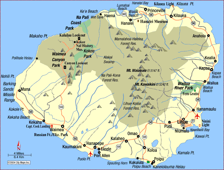 Maps Of Kauai Island  Cities And Towns Map