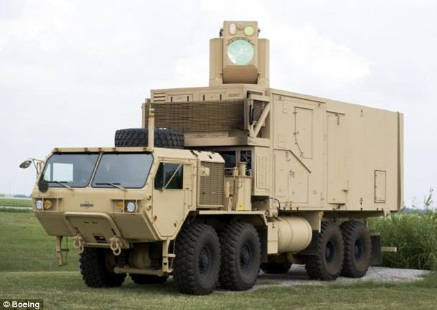 Not quite handheld yet... The truck-mounted laser weapons system that Boeing and the Pentagon hopes will prove the efficacy of the technology on the battlefield