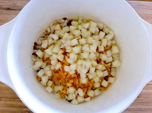 Onion and Bell Pepper Added to Bacon