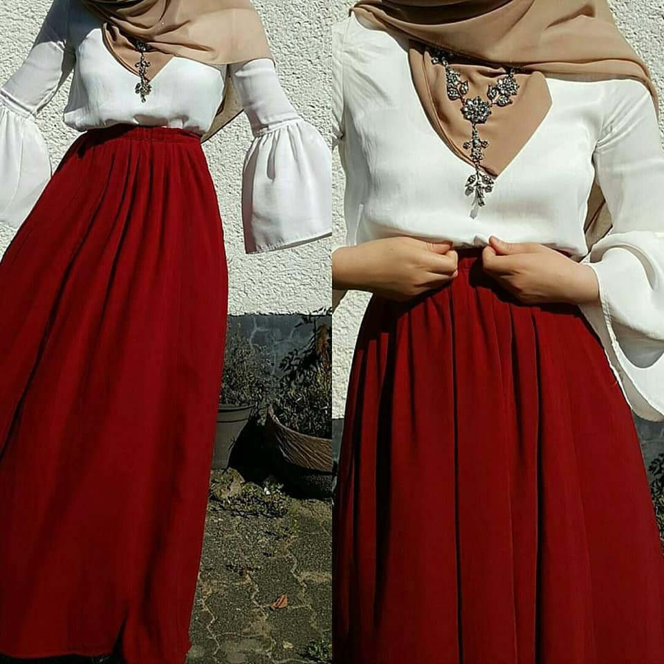 فستان سواريه احمر للمحجبات