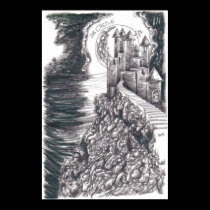 Fantasy Castle Drawing Poster Print by waynetully Fantasy Castle Drawing Poster Print
