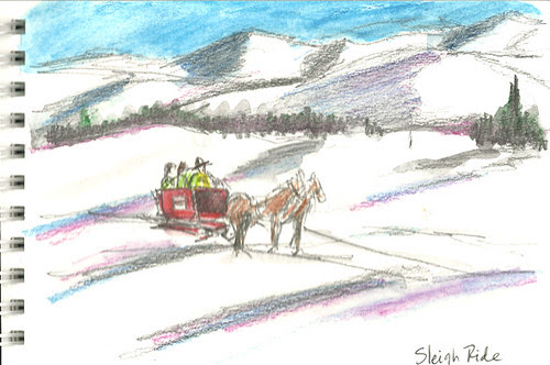 Sleigh ride on the golf course, Lake Placid, NY