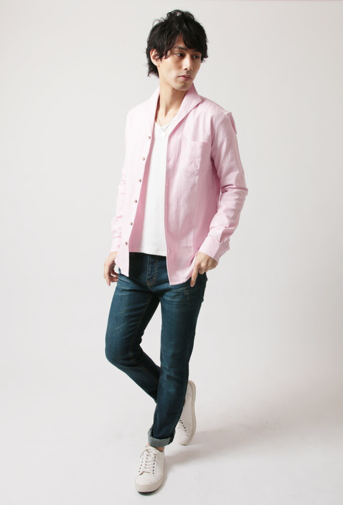 日本の髪型のアイデア 驚くばかりピンクシャツ コーデ メンズ