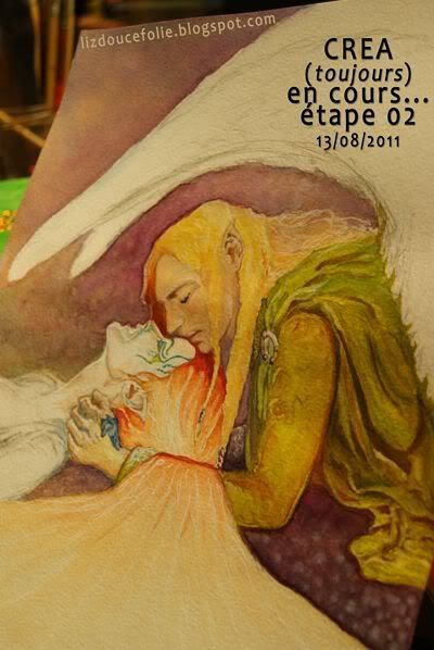 fantasy elfe fae faerie painting wip peinture aquarelle watercolor