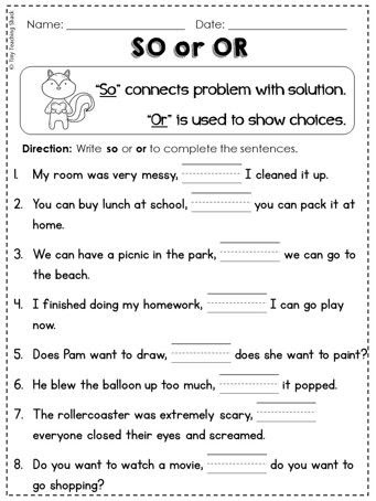 Grade 4 English Worksheets Conjunctions - Blog Frame