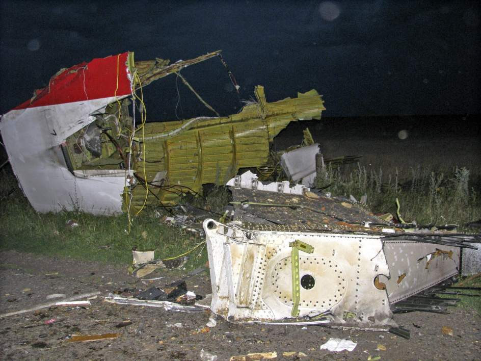 Restos del avión derribado en Ucrania