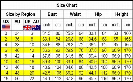 China Size Chart Clothes