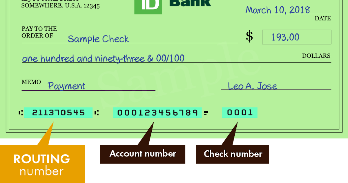 How to find routing number td bank canada